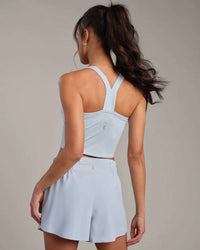 RHONE Serene Shelf Bra Tank Top in blue dawn - women's intimate - detail view