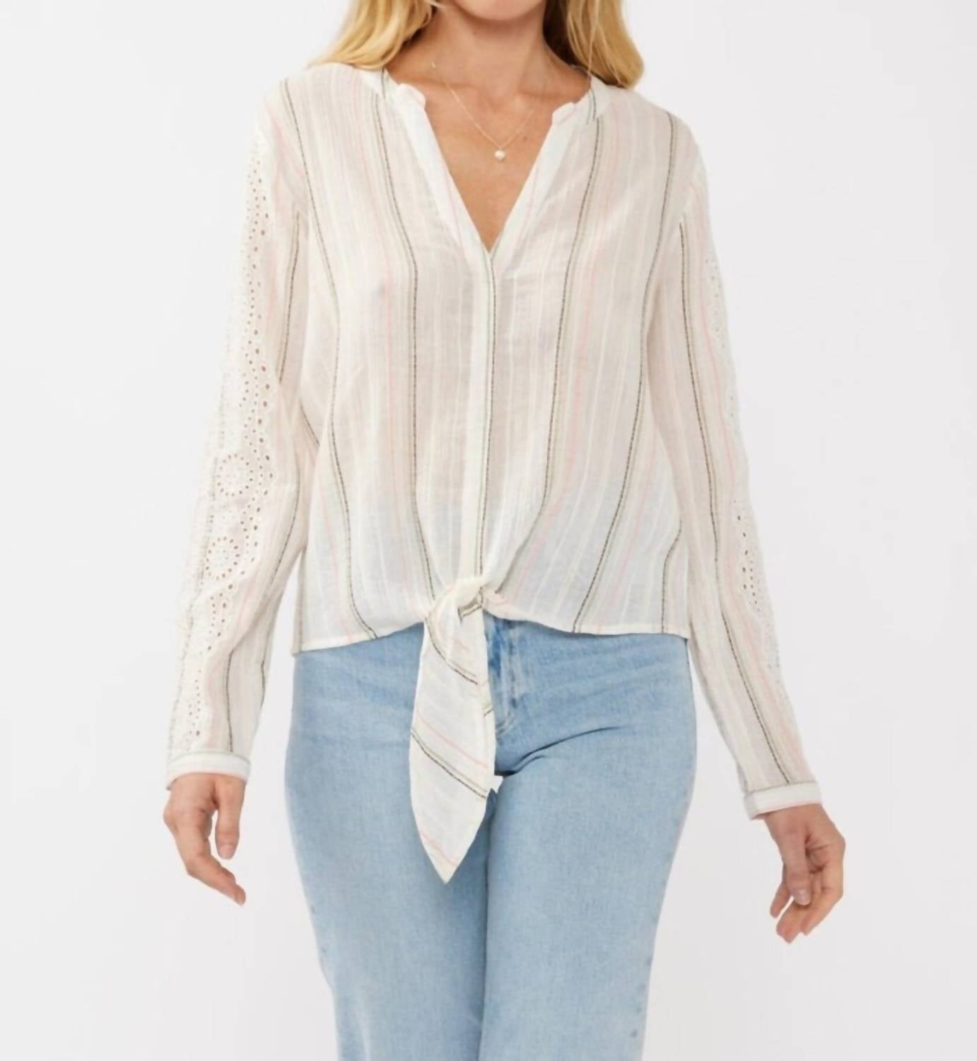 Lovestitch - Stripe Tie Front Blouse