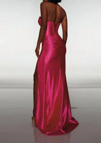 ALYCE PARIS Long Plunging Neckline Simple Mermaid Dress in hot pink - women's dress - view 4