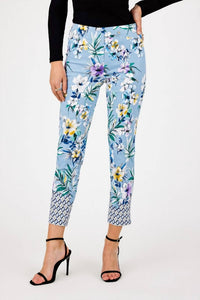 Robell - Slim Border Print Hemline Floral Pant