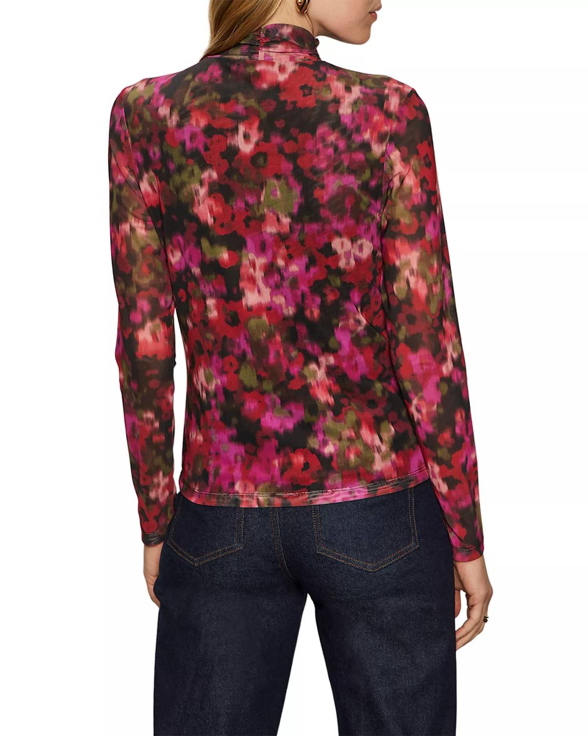 Sanctuary - Berry Glow Mock Neck Mesh Top