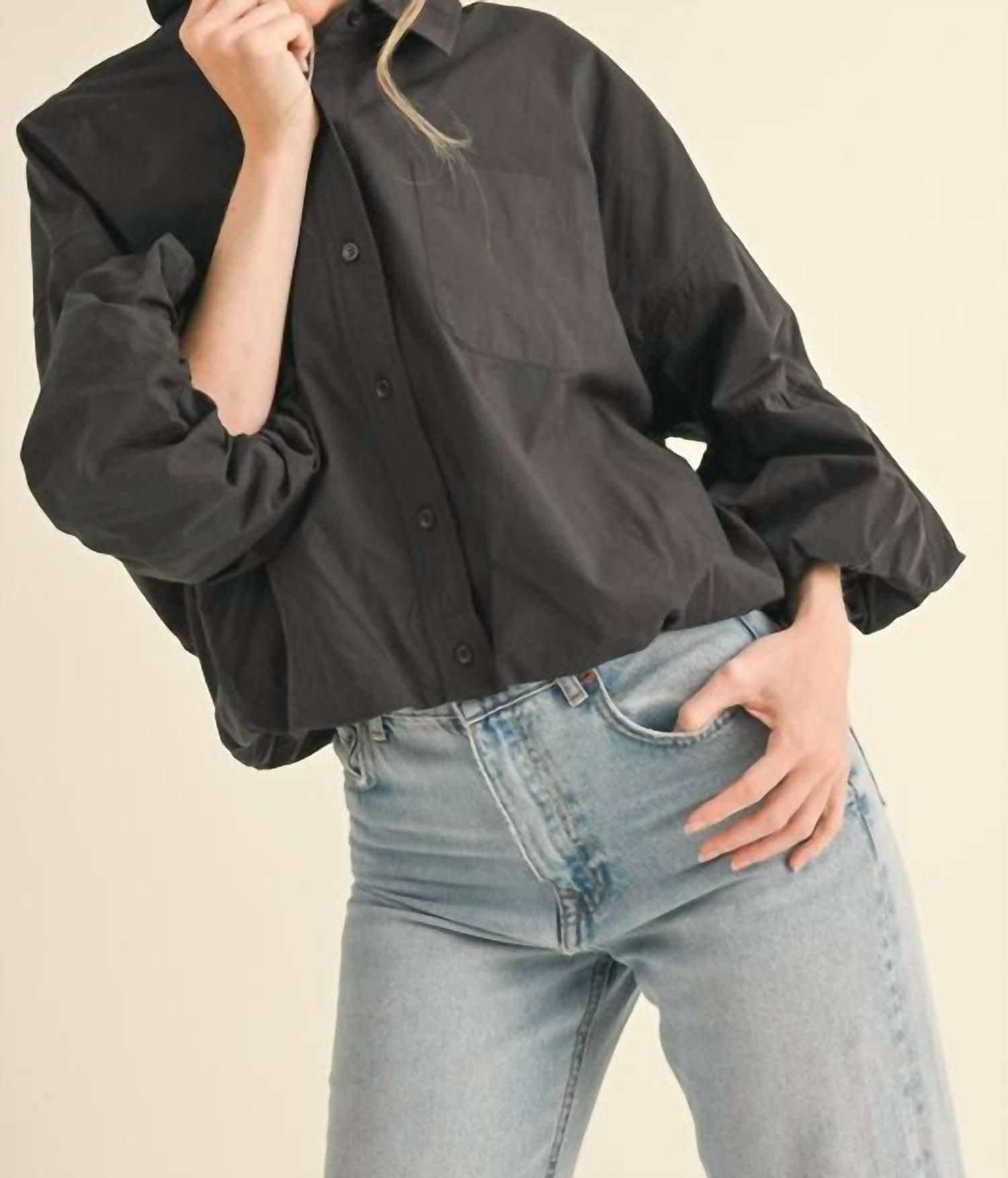 En Merci - On Call Bubble Sleeve Button Down Top