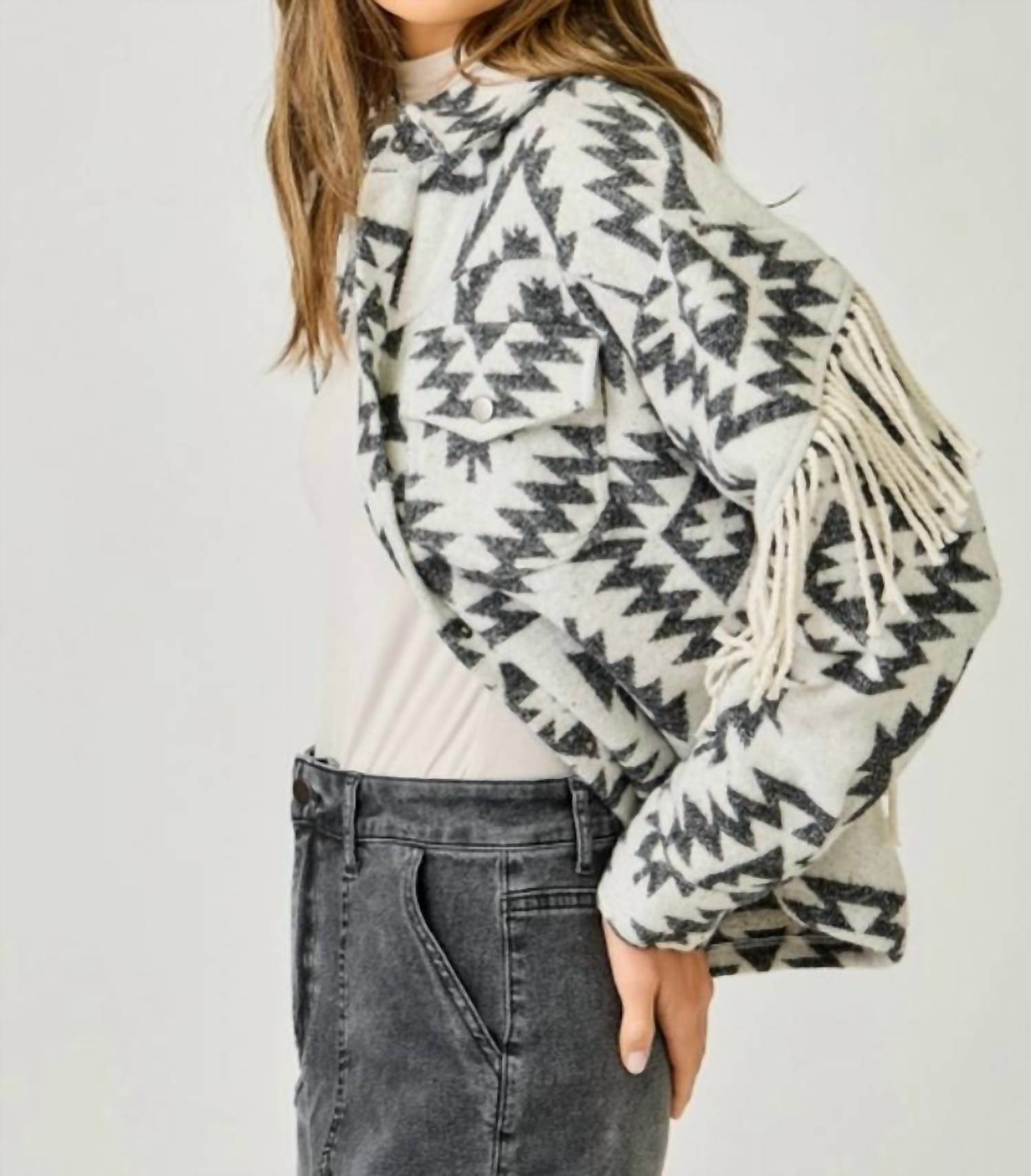 Mystree - Metallic Washed Denim Jacket