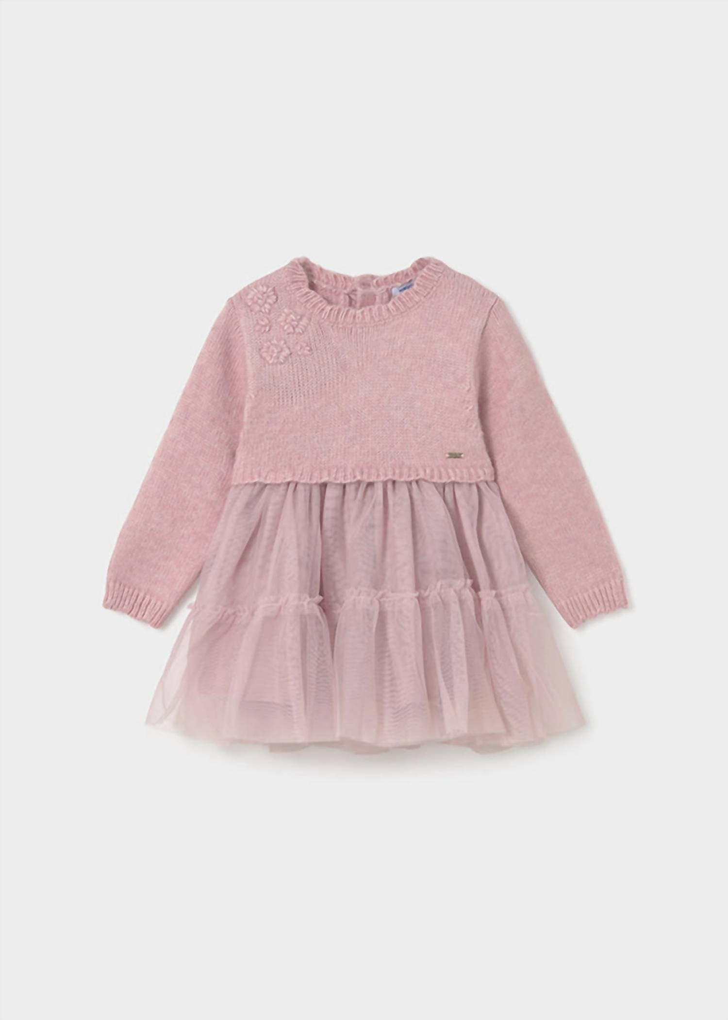 Mayoral - Girl's Sweater Knit And Tulle Layered Dress