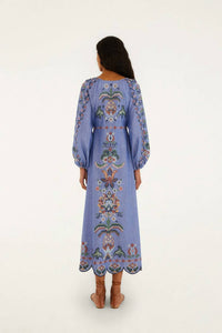 Farm Rio - Embroidered Long Sleeve Midi Dress