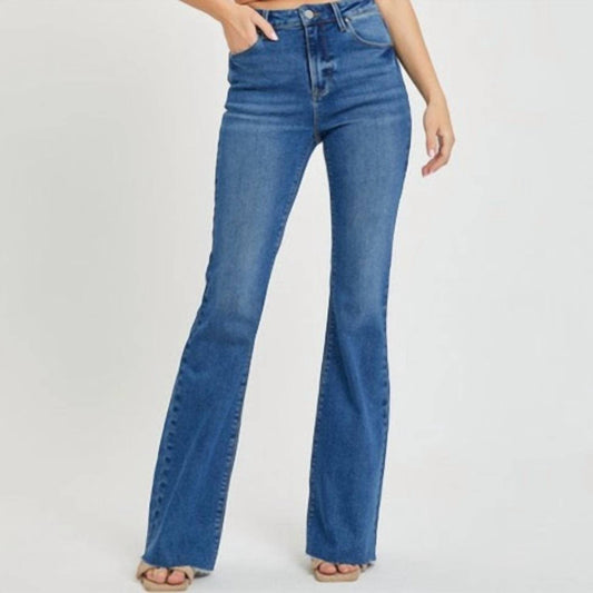 Risen - High Rise Raw Cut Bootcut Jeans