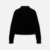 RE/DONE Women's Loose Polo Cardigan in black - women's cardigan - detail view
