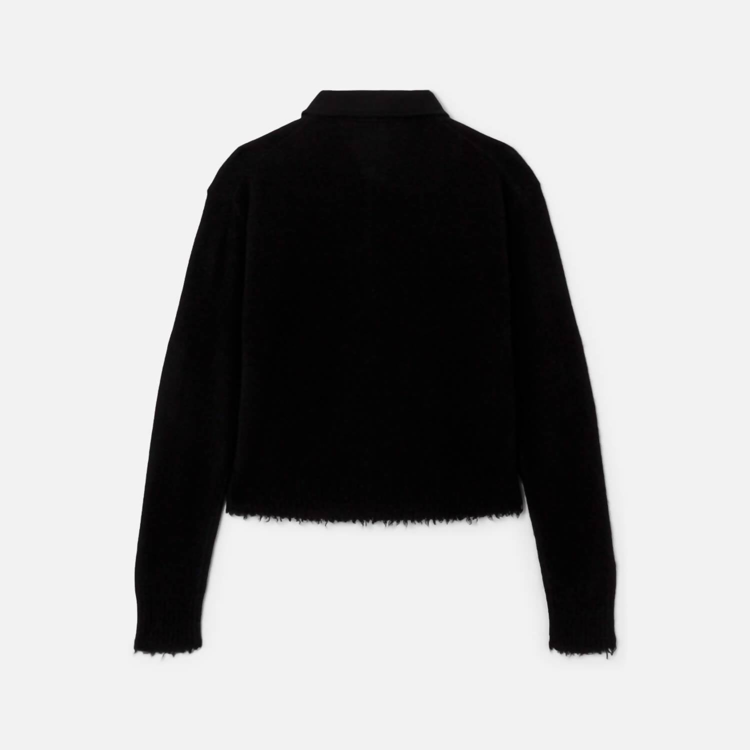 RE/DONE Women's Loose Polo Cardigan in black - women's cardigan - detail view