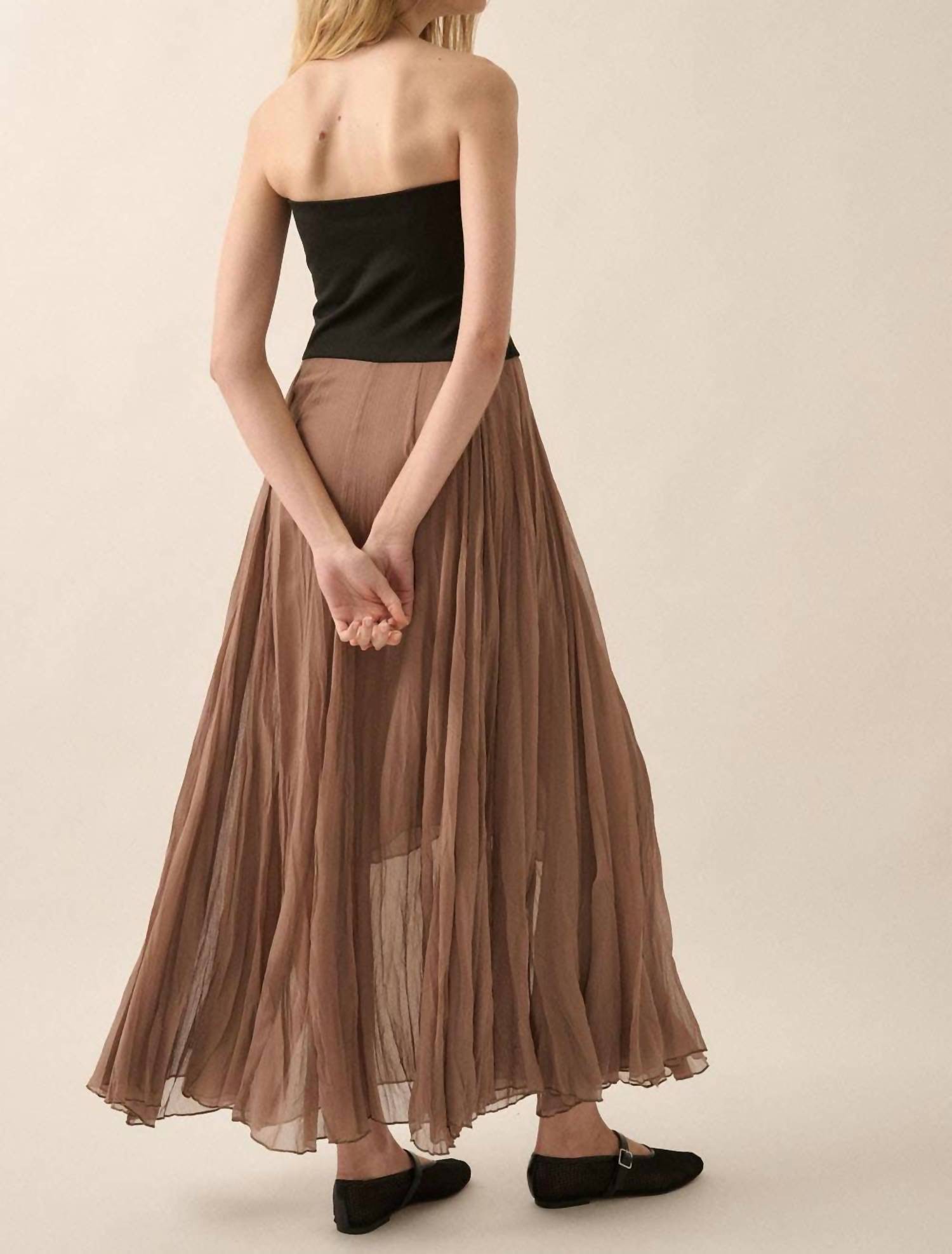 Promesa - Colorblock Strapless Textured Chiffon Maxi Dress