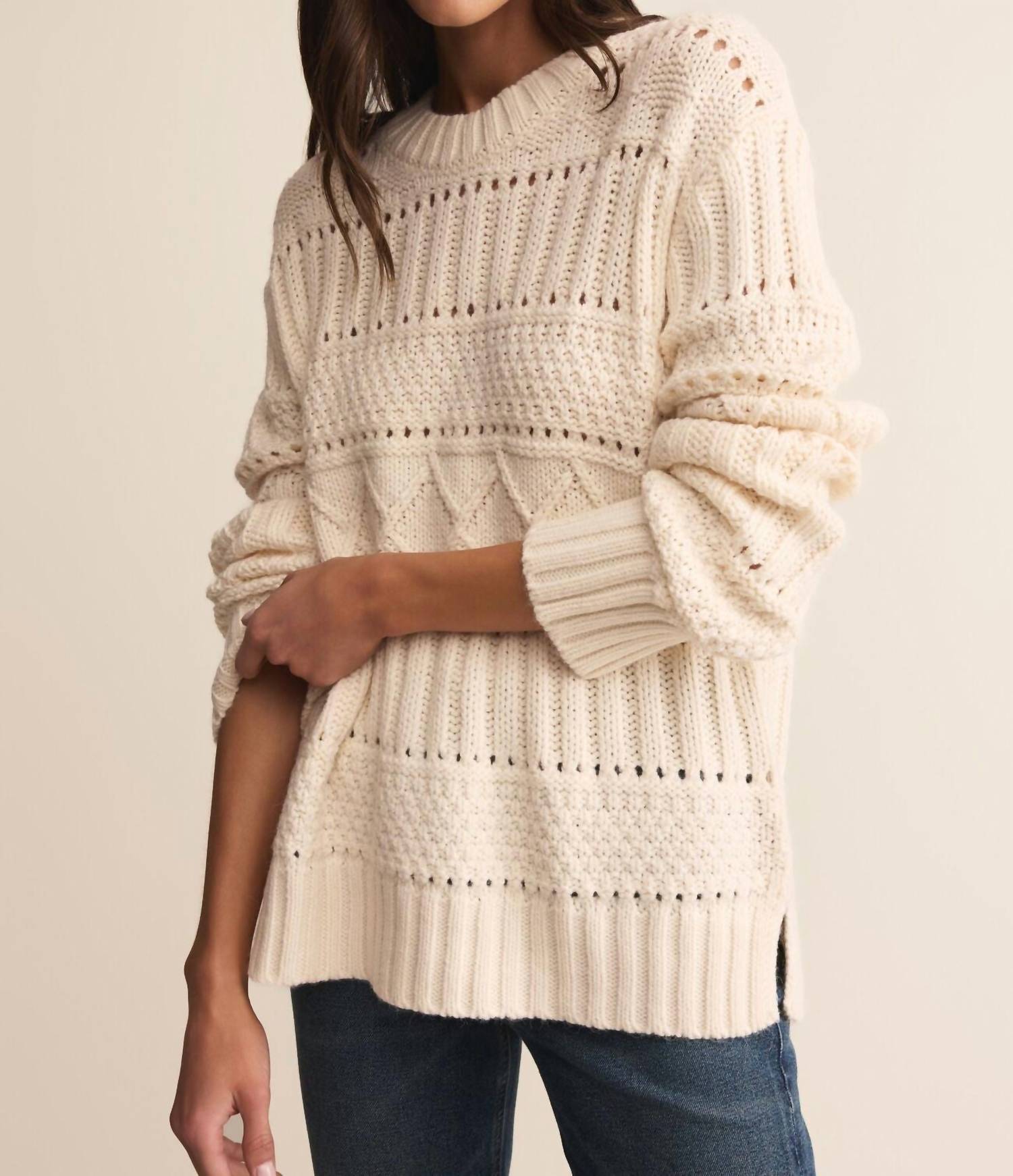 Z Supply Cento Cable Sweater in warm white 3 - women's sweater - view 4
