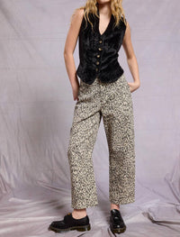 Mimosa Leopard Print Barrel Leg Denim Jeans in grey - women's jeans