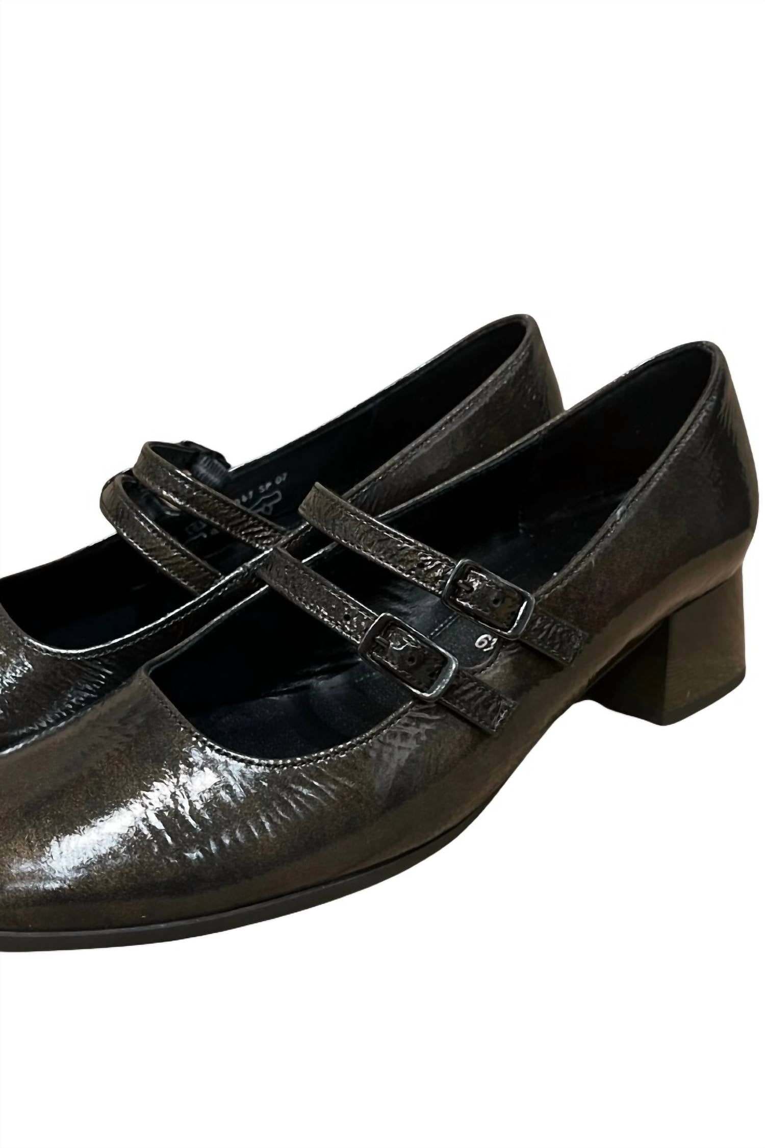 GABOR Women's Double Strap Chunky Heel in bronze - women's flats - detail view