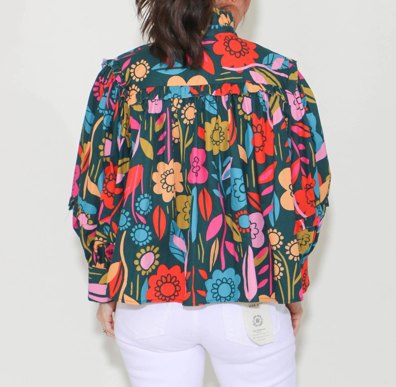 Karlie - Retro Garden Ruffle V-neck Top