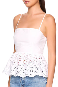 Susana Monaco - Embroidered Poplin String Peplum Top
