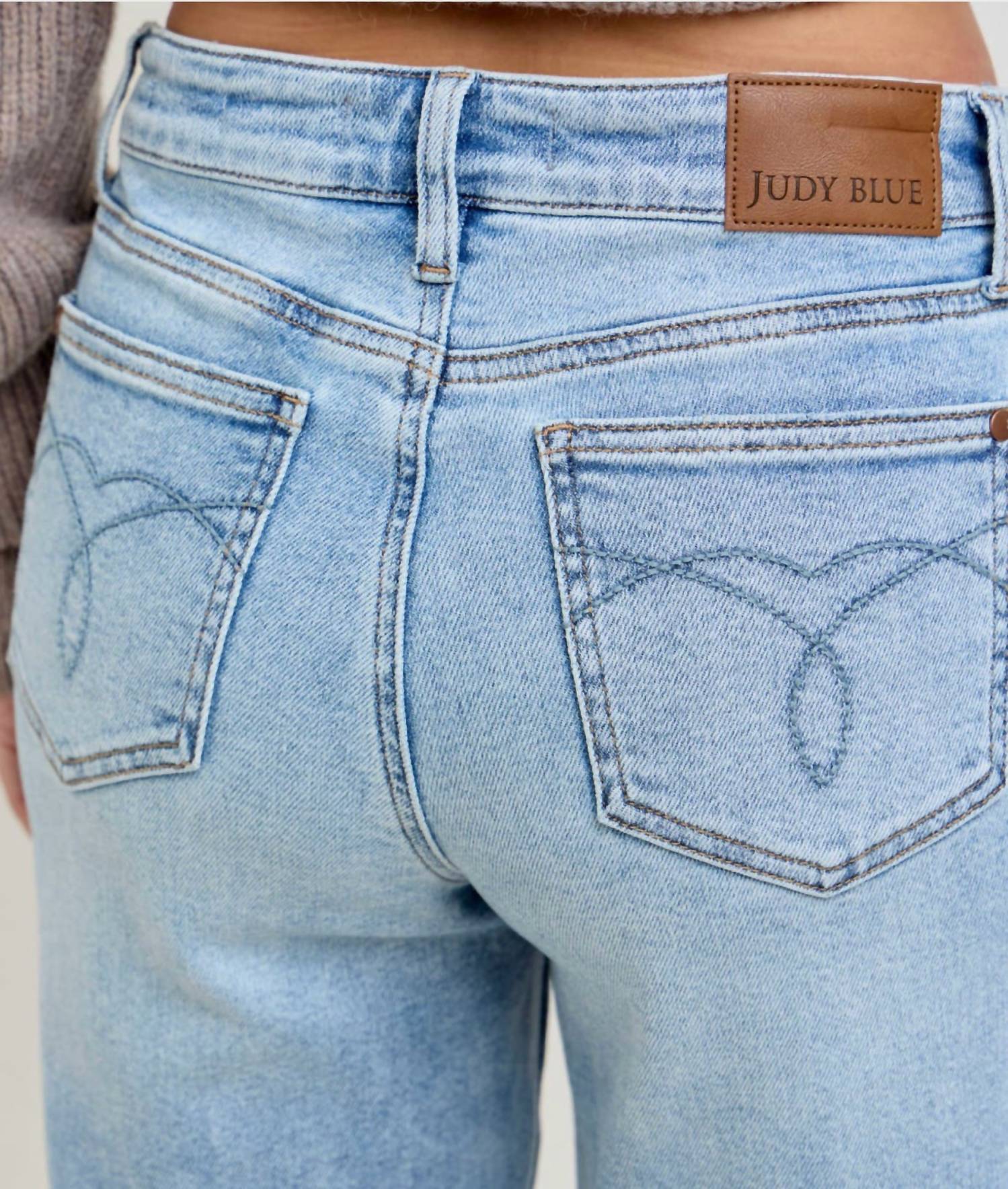 Judy Blue - Heather Mid Rise Rigid Magic Straight Jeans