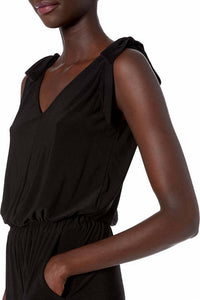 Laundry By Shelli Segal - V-neck Tie Shoulder Blouson Elastic Waist Solid Jumpsuit