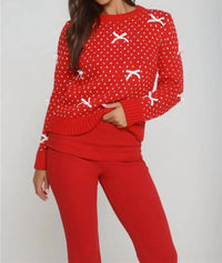 She + Sky - Two Tone Bow Sweater