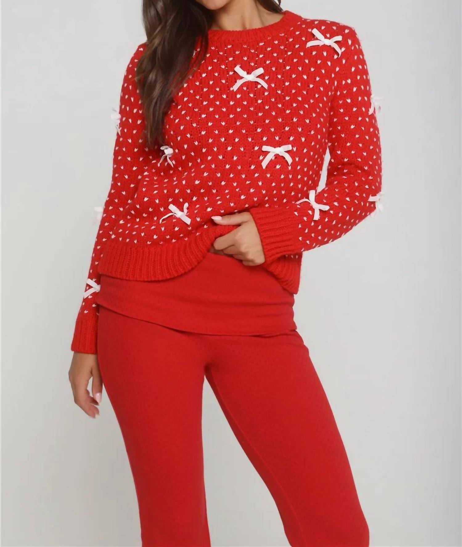 She + Sky - Two Tone Bow Sweater