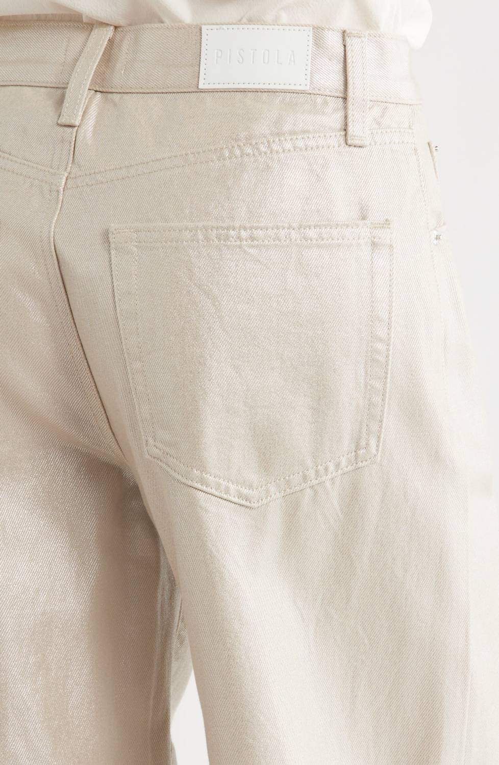 PISTOLA Tate High Rise Bowed Wide Leg Jean in champagne luster 1 - women's jeans - view 4