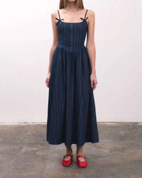 Moon River - Bow Denim Midi Dress