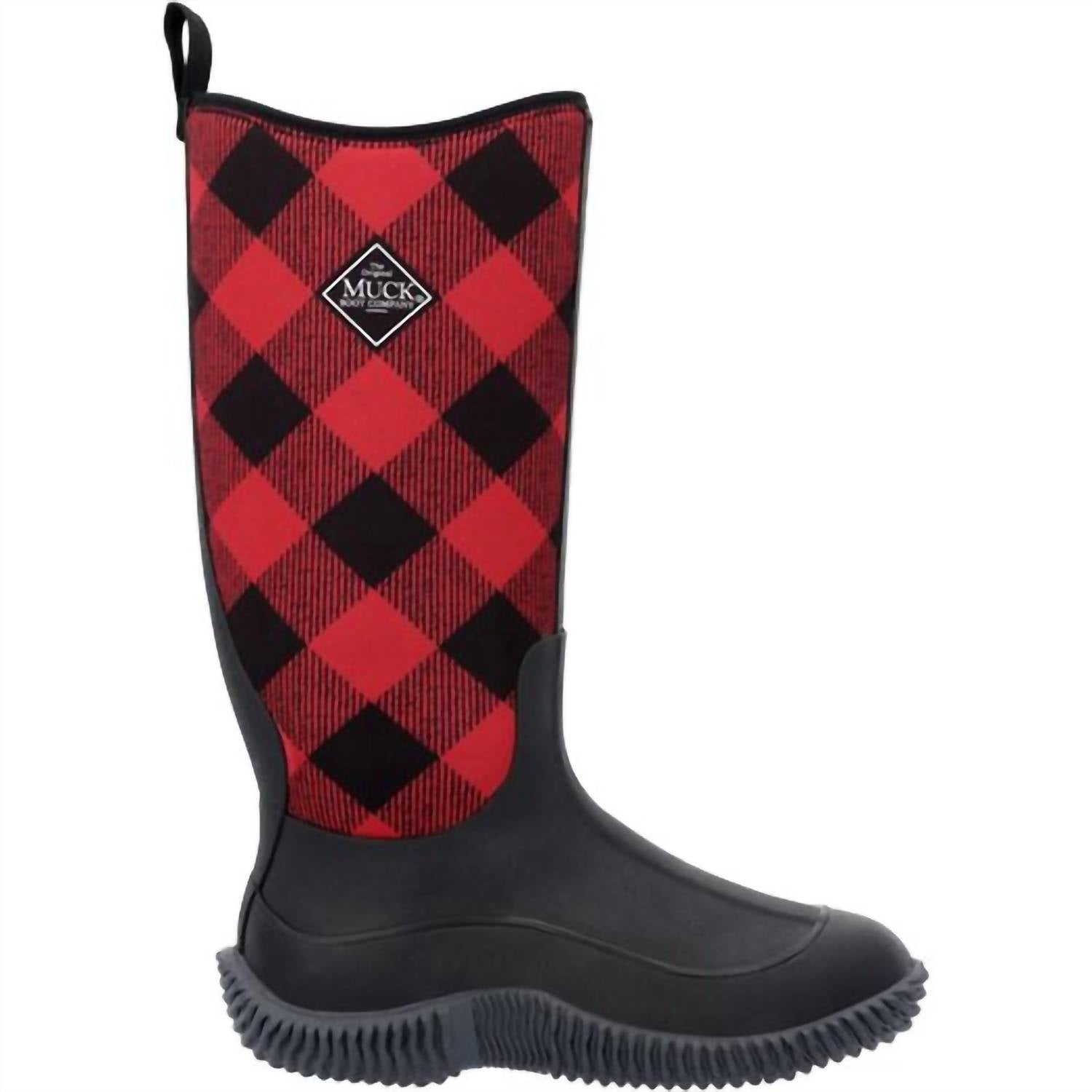 MUCK Women's Hale Boot in black buffalo plaid - women's shoe - detail view