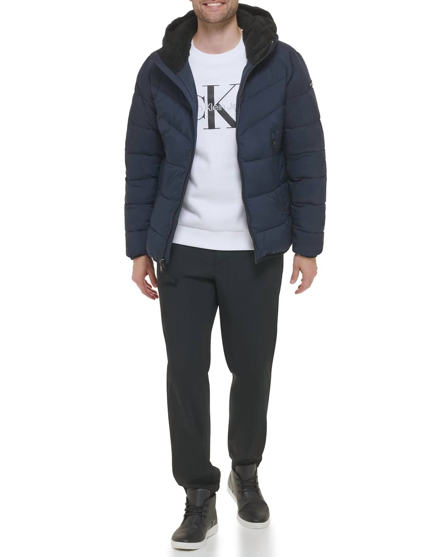 Calvin Klein - Chevron Sherpa Lined Hood Jacket