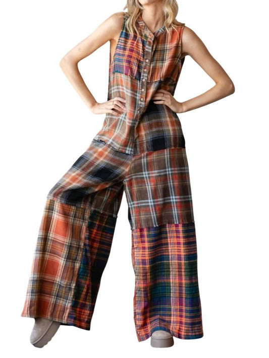 Oli & Hali - WASHED PLAID JUMPSUIT