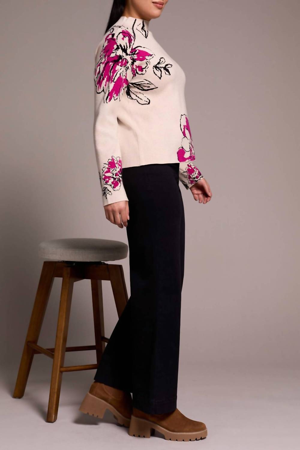 Tribal - Jacquard Funnel Neck Sweater