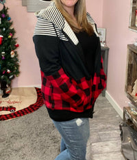 Michelle Mae - Buffalo Plaid Full Zip Hoodie