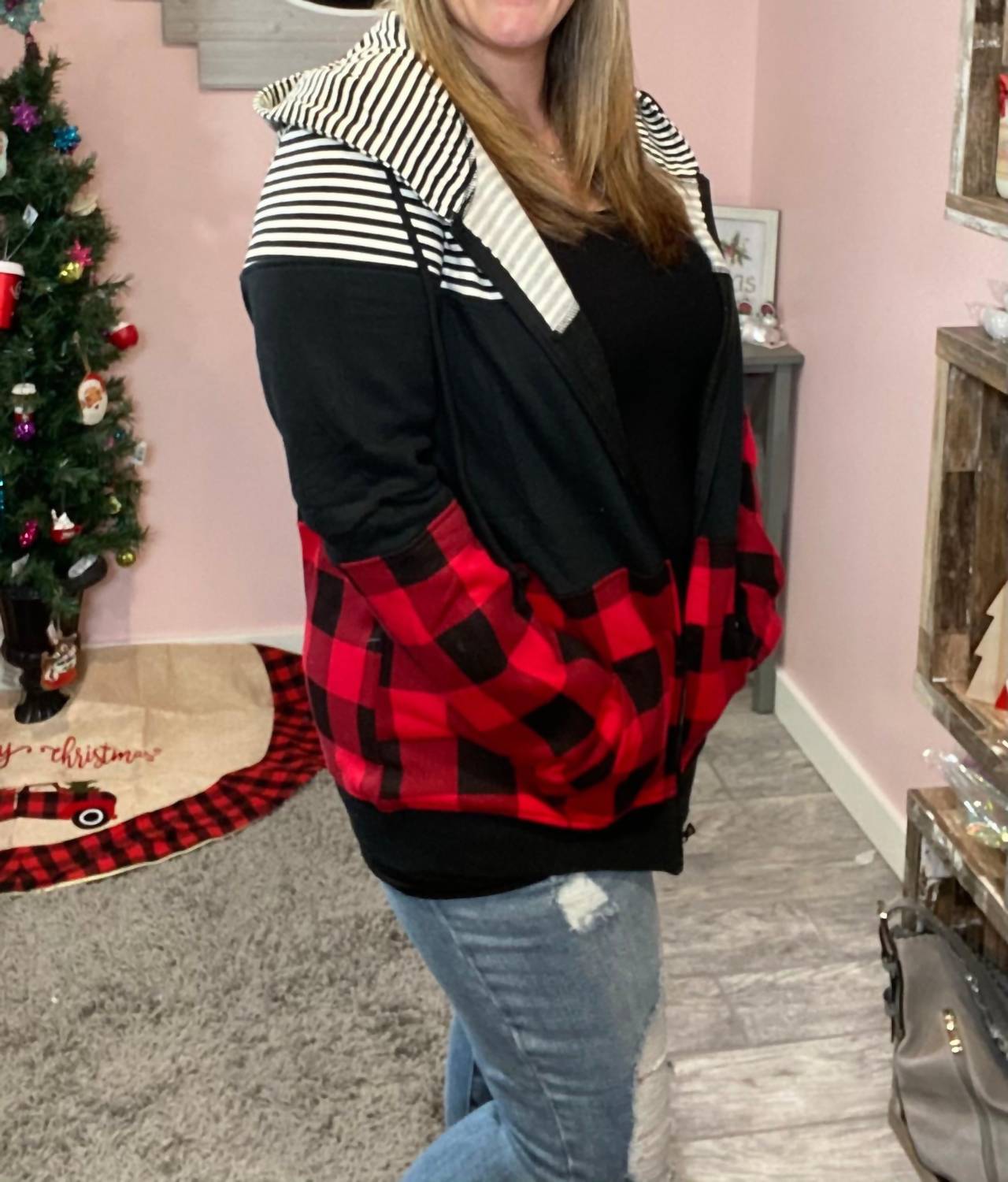 Michelle Mae - Buffalo Plaid Full Zip Hoodie