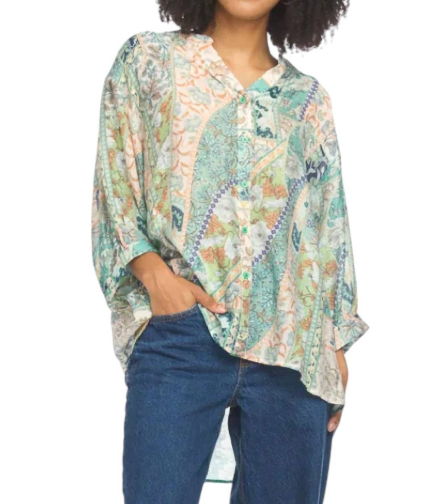 Papillon - Patchwork Lightweight Button Front Top