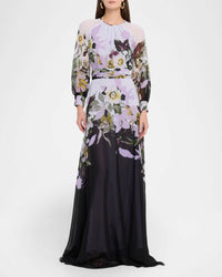Teri Jon - Chiffon floral maxi Gown