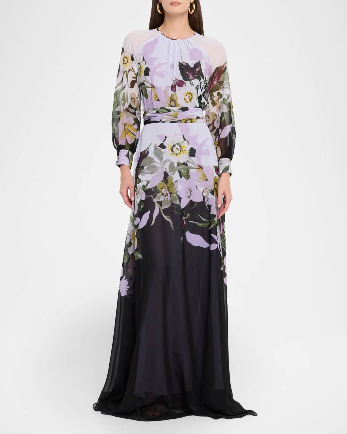 Teri Jon - Chiffon floral maxi Gown