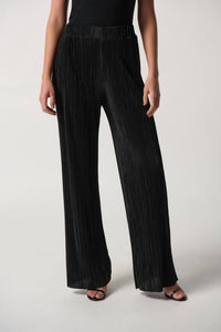 Joseph Ribkoff Wide Leg Crinkle Pleated Pants in black - women's pants