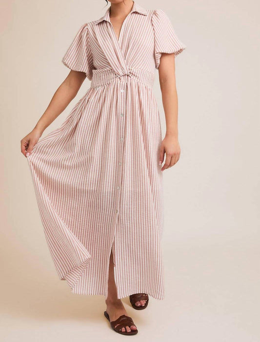 Gilli - Cricket Front Tie Detail Striped Maxi Dress
