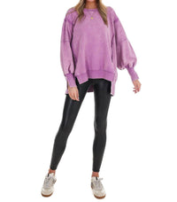 Zenana - Lovely Life Acid Wash Sweatshirt