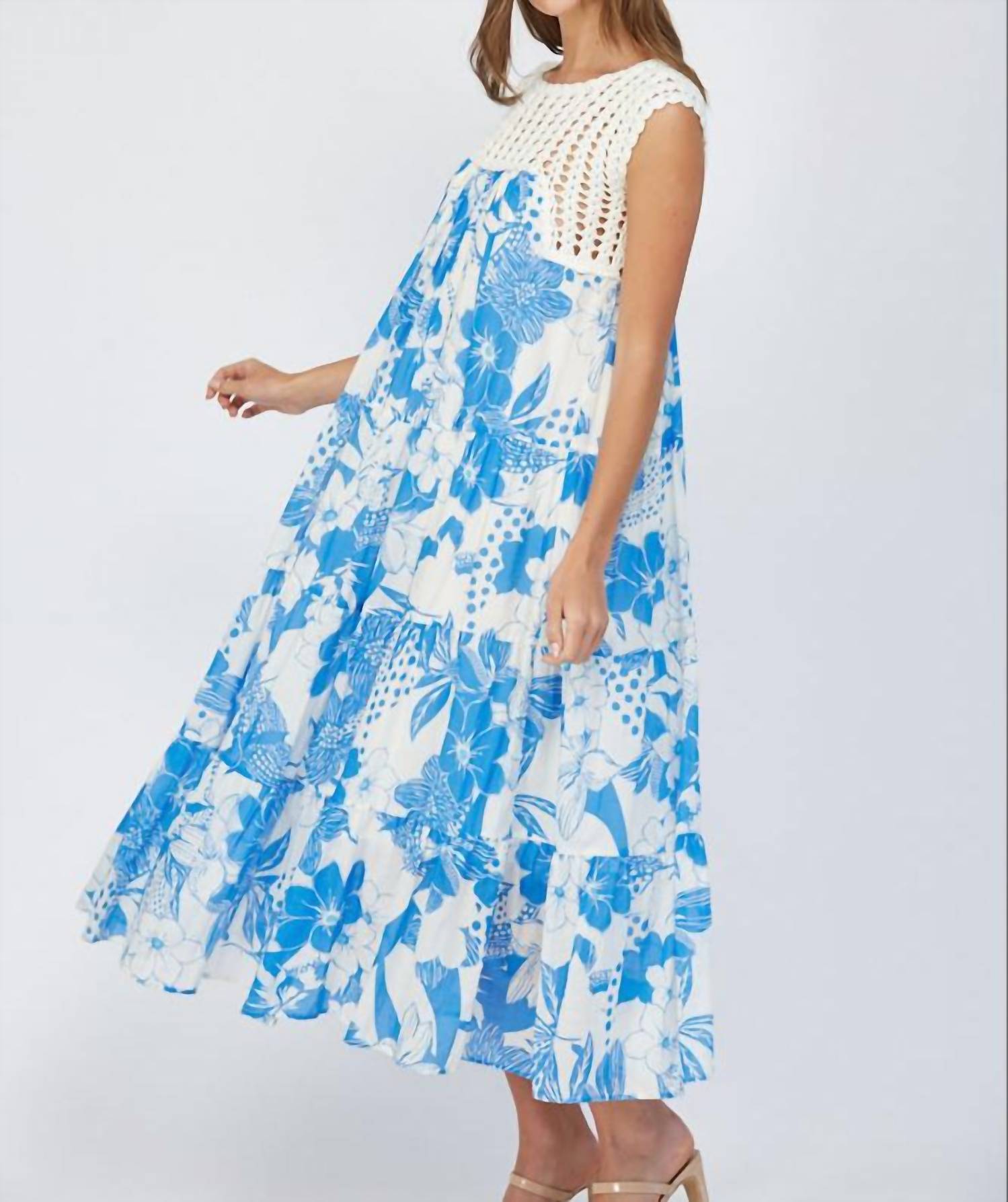 Fate - Crochet Top Detail Tiered Maxi Dress