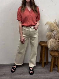 By Together - Wide Leg Fray Hem Denim