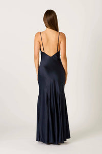 Cotton Candy La - Elvira Fluted Satin Maxi Slip Dress