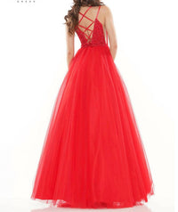 COLORS DRESS Tulle Beaded Ball Gown in red - women's dress - detail view