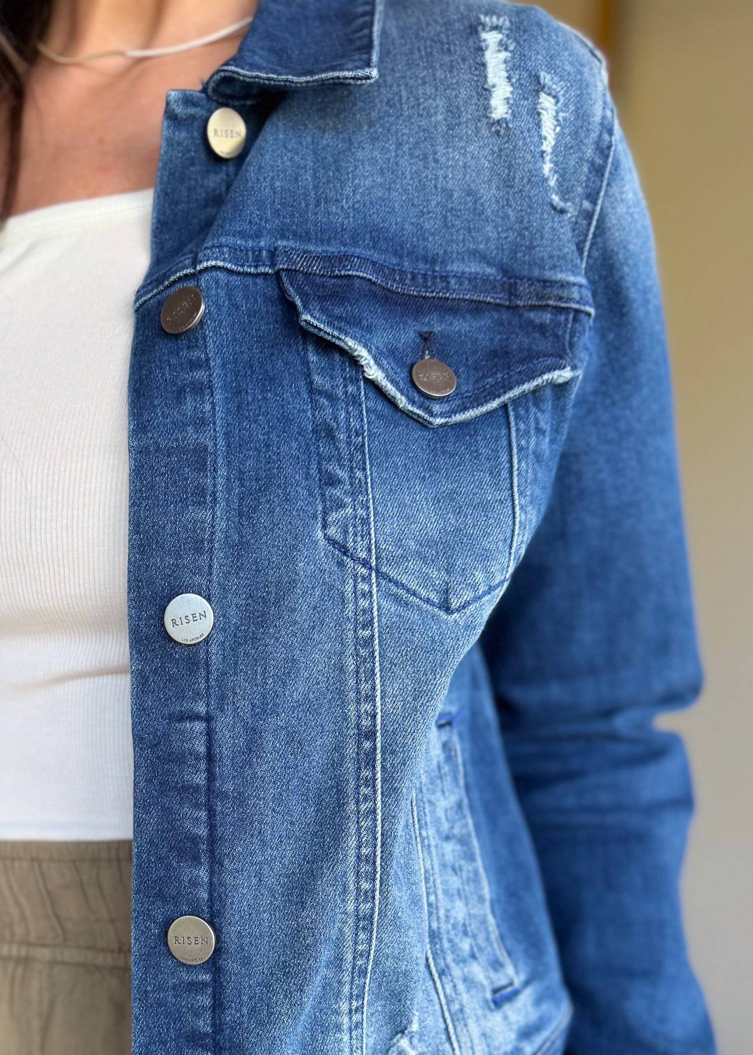 RISEN Classic Charm Denim Jacket in blue - women's jacket - view 4