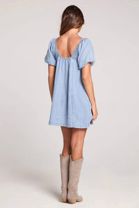 saltwater LUXE Seymore Mini Dress in vintage indigo - women's dress - detail view