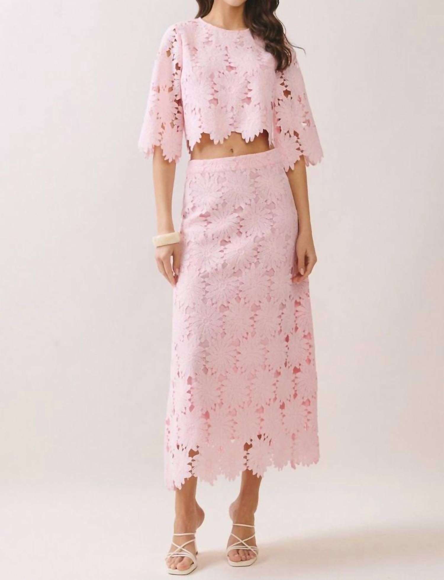 Tcec - Floral Lace Midi Skirt