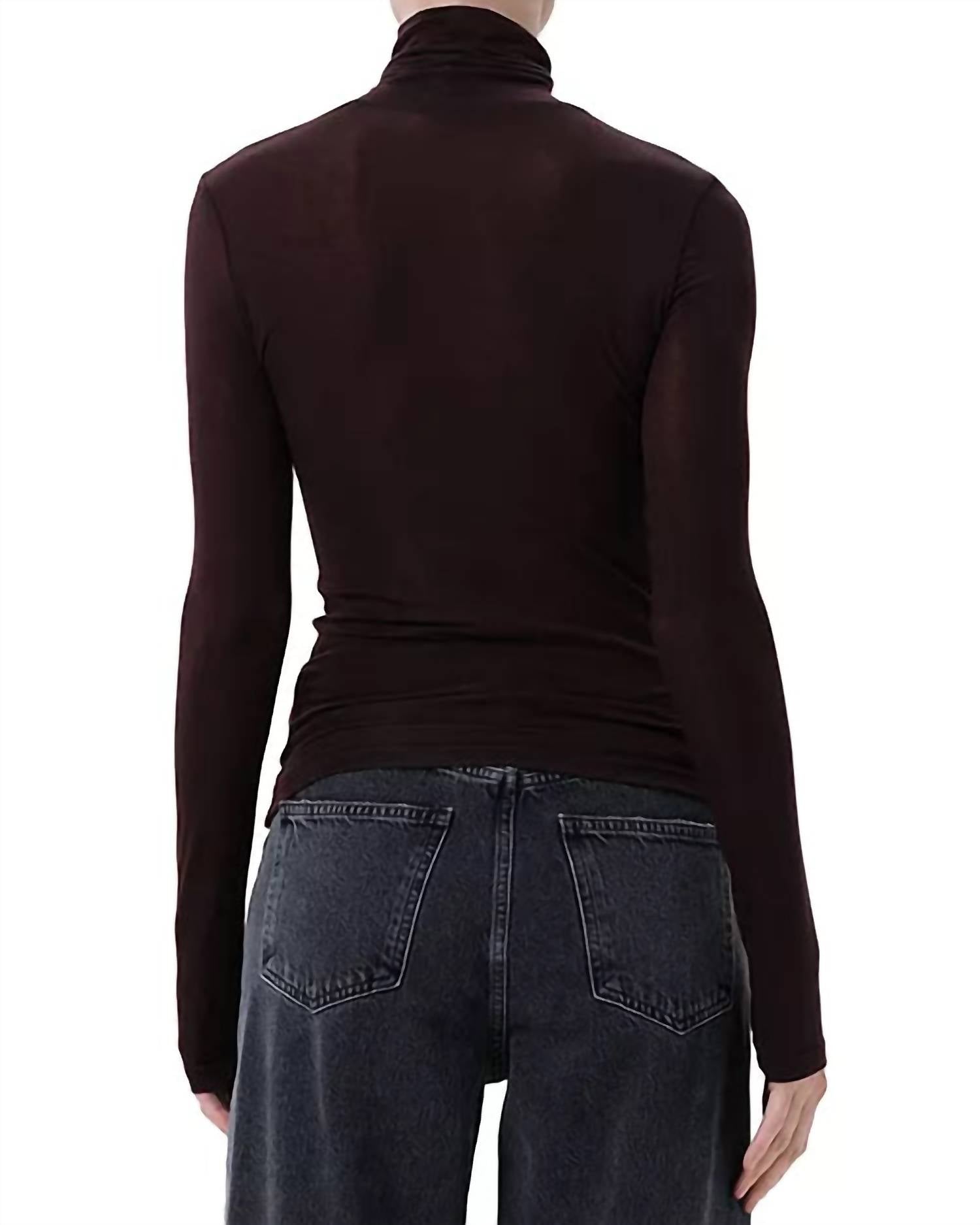 AGOLDE Pascale Turtleneck Top in root - women's sweater - detail view