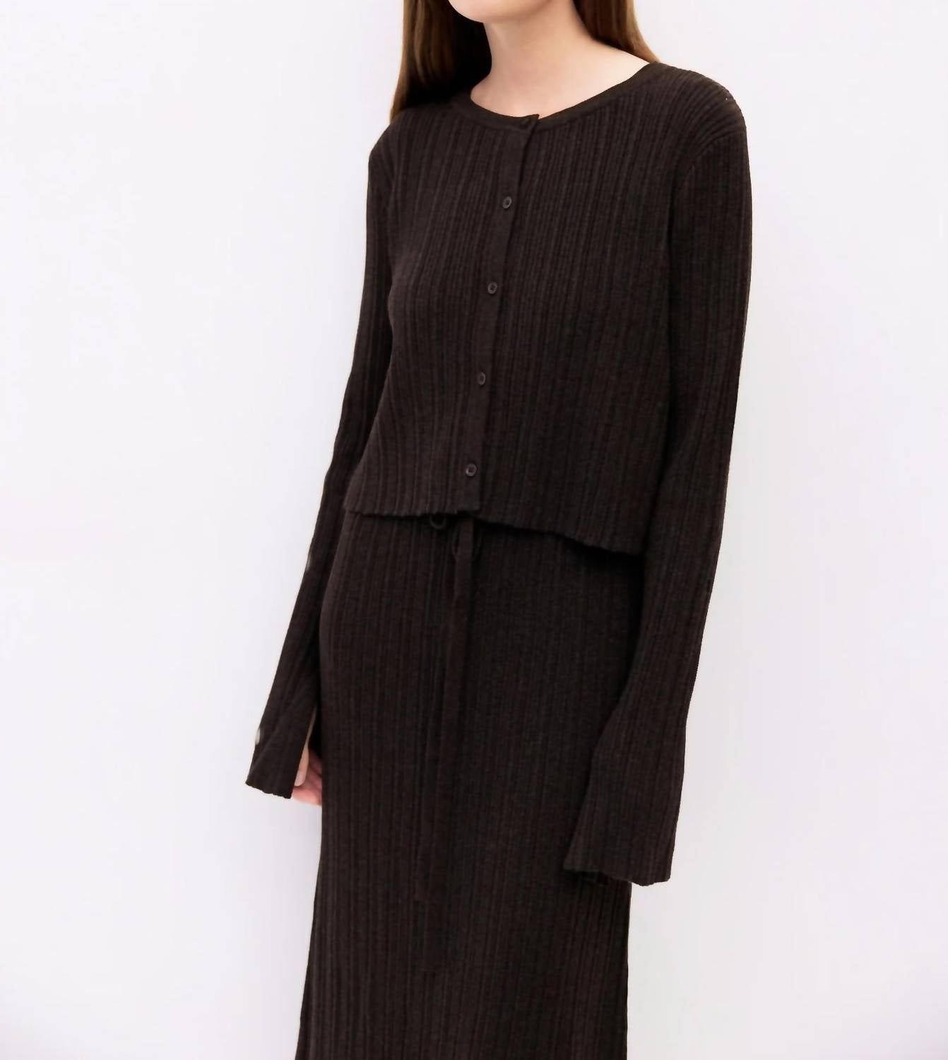 Mod Ref - Ribbed Knit Crewneck Cardigan