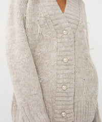 Esqualo - Filippa Feather Embellished Cardigan Sweater