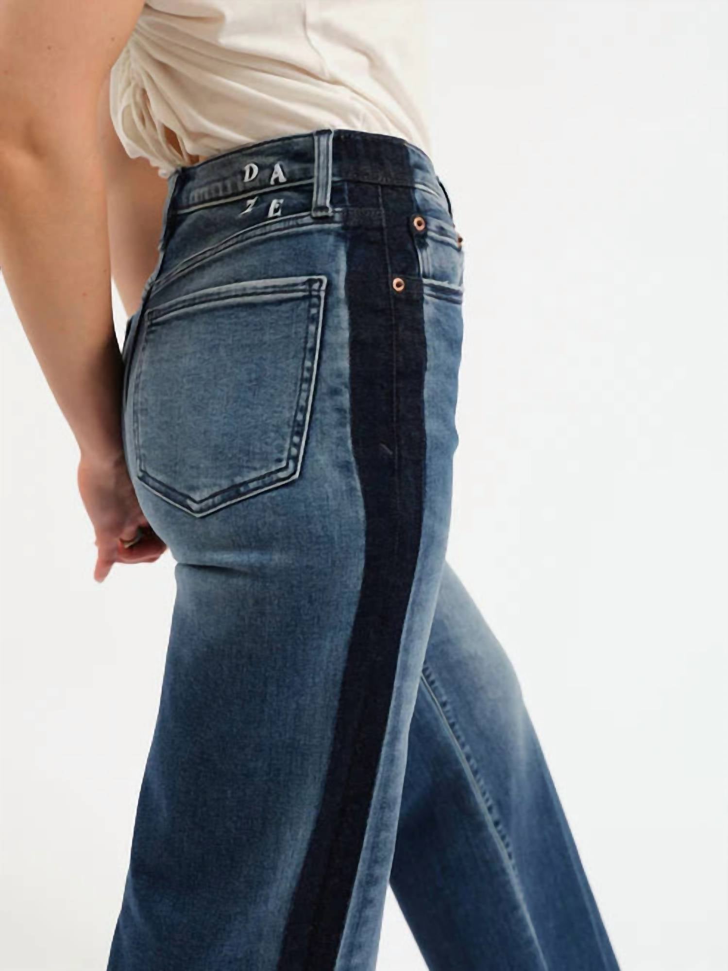 DAZE Far Out High Rise Wide Leg Jeans in tuxedo 1 - women's jeans - view 4
