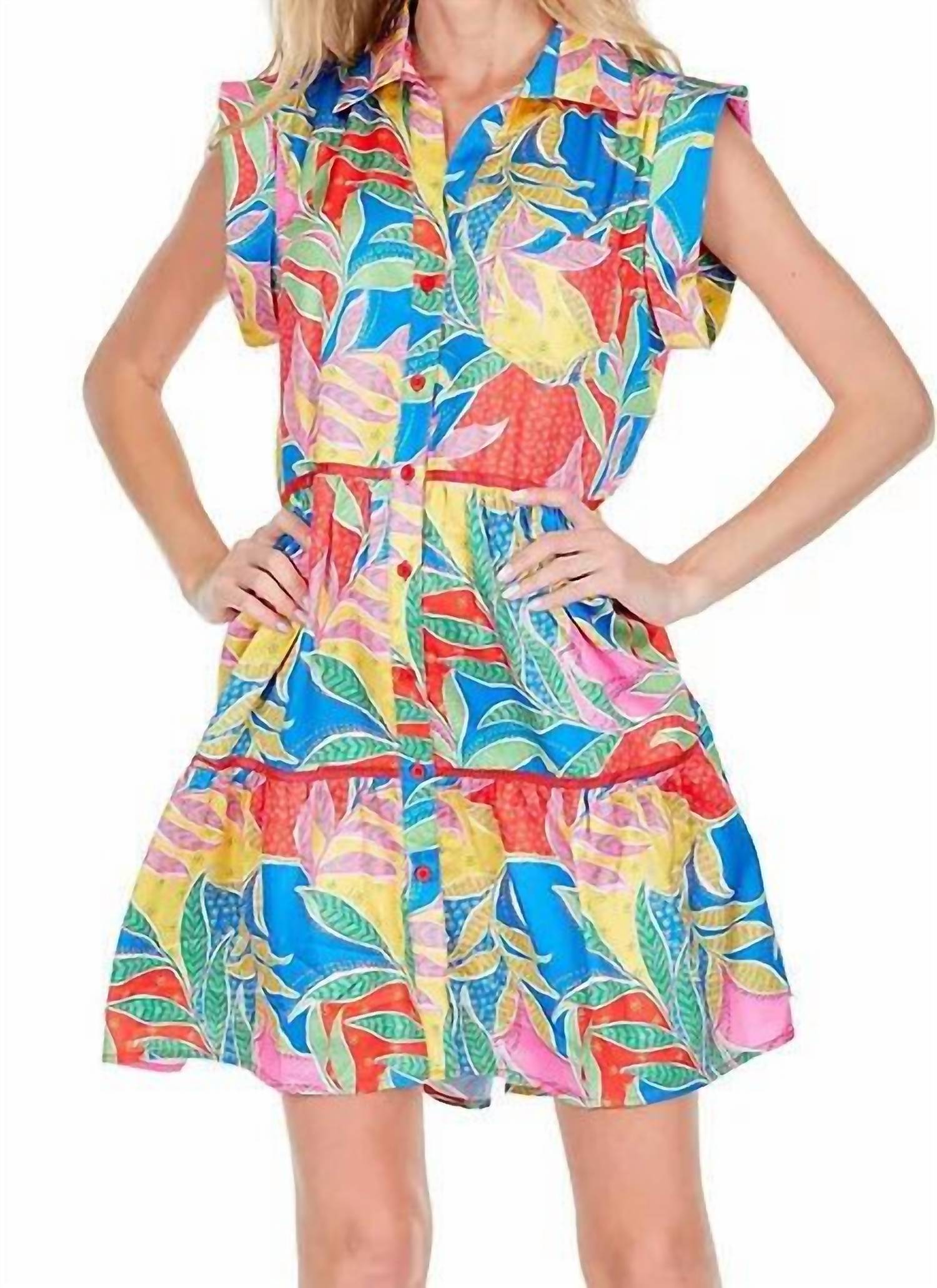 Joy Joy - Pocket Tiered Shirt Dress