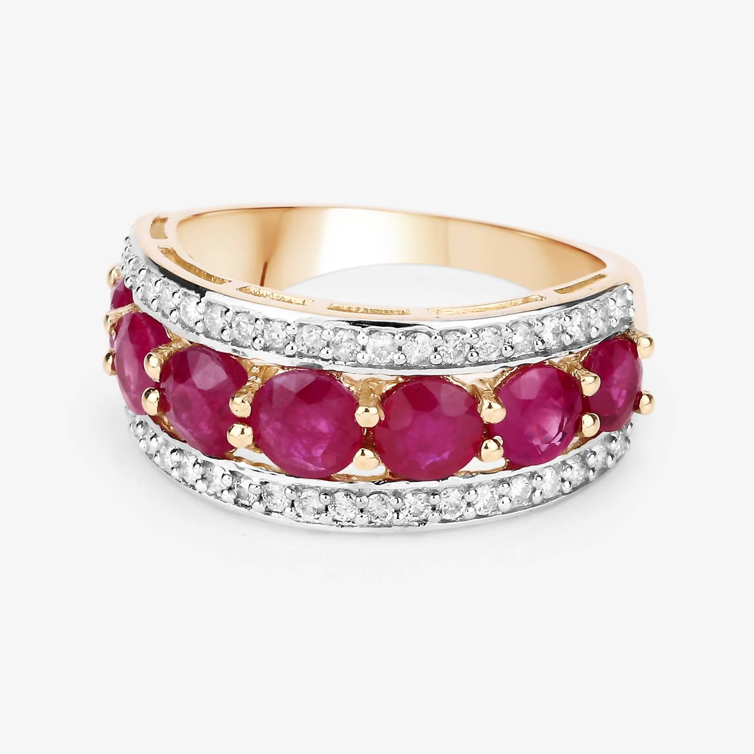 Diana M Jewels Women's Round Natural Ruby Fashion Ring (3.24 Ct) - Signature Plus in 14k yellow gold - women's jewelry