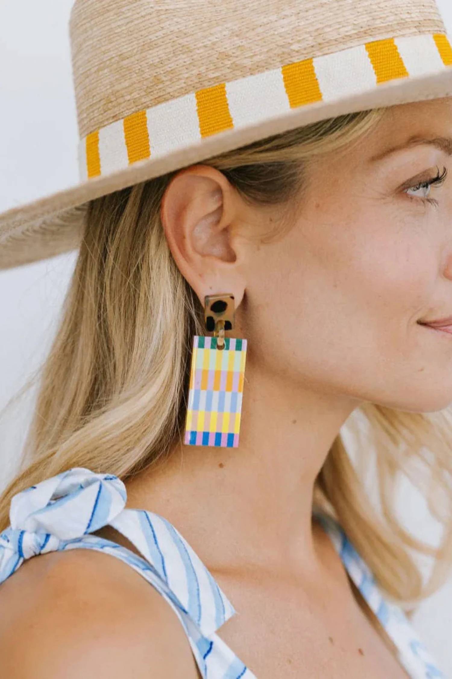 Sunshine Tienda - Women's Hazel Stripe Cabana Earrings